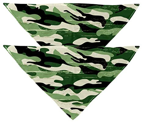 Hundehalstuch, Grün, Camouflage, Militär, Mädchen, Jungen, Haustier-Lätzchen, Hundeschal, waschbar, Zubehör für kleine, mittelgroße und große Hunde, Welpen, Katzen, Haustiere, 2 Stück