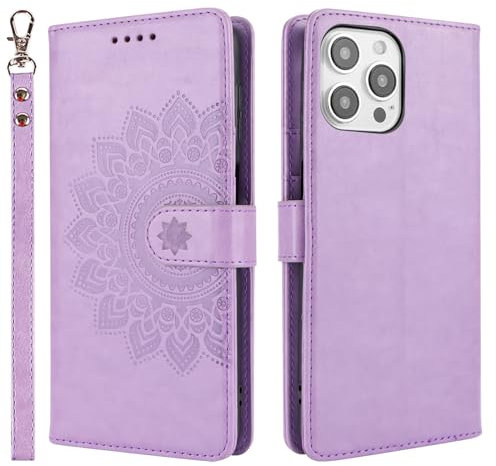 ELTEKER for iPhone 14 Pro Max Wallet Phone Case with Card Holder Kickstand, Premium PU Leather Magnetic Closure Flip Cover Wallet Case for iPhone 14 Pro Max (6.7 Inch)- Purple