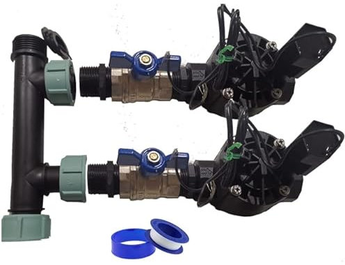 Suinga Sistema de Riego Automático para jardin de 2 zonas con Electroválvula Rain Bird HV 1 9v. Uso con Programadores a pilas 9V