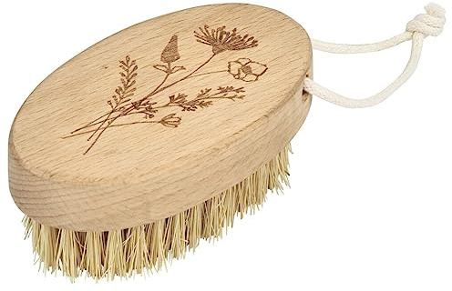 moses. Blatt & Blüte Hand- und Nagelbürste, Bürste aus Holz zur Reinigung der Hände und Nägel nach der Gartenarbeit, Auch als Gemüsebürste oder Obstbürste einsetzbar, Mit floraler Lasergravur