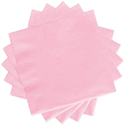 20 Tovaglioli di Carta Rosa Confetto per Feste - Decorazioni per la Tavola per Bambini, Ragazze, Compleanni, Baby Shower