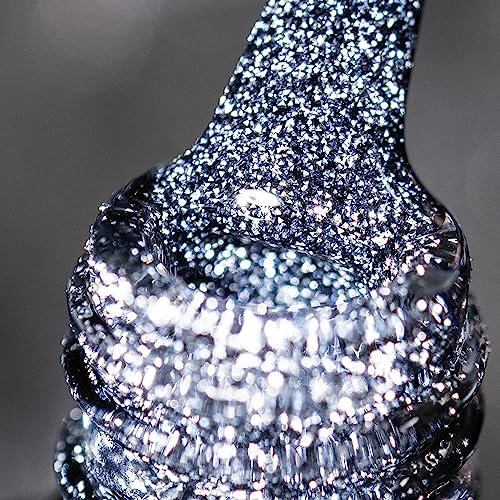 BURANO Reflective Diamond Nagellack, UV-Nagellack 7.3ml Reflective Glitter Gel Polish, Sparkly Sommer Herbst Farbe Holografische Glitter (Dark Gray SZ17)