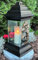 Grablampe mit Granitsockel Massiv Silber Grabschmuck Grablaterne Sockel Grablicht Kerze Grabkerze Lampe Laterne Trauer Schutzengel Friedhof Garten Grabdekoration