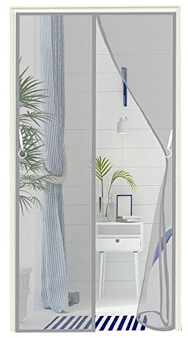 Tenda Zanzariera Magnetica, 110x270cm Zanzariera Porta Finestra Magnetica, Chiuso automaticamente Pieghevole,per Soggiorno, Camera da Letto,Patio, Balcone, RV (Grigio)