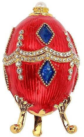Schmuck Kästchen Vintage Faber gé Ei Rot Faberge Imperial Faberge Schmuck Kästchen Emaille und Schillernde Stocker Schmuck Kästchen Luxus Heim Dekoration