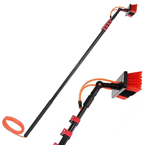 Brosse Telescopique De Nettoyage Toiture, Perche Telescopique Nettoyage Panneau Solaire avec Rallonge, Kit De Nettoyage De Panneaux Photovoltaïques et Solaires Nettoyer Le Toit.
