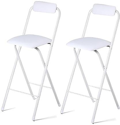Klappbare Barhocker Gepolstert, Thekenhöhenhocker, Klapphocker Mit Rückenlehne, Für Küche, Zuhause, Wohnzimmer, Kneipen, Terrasse, Esszimmer, Weiß, 65 cm 2/4 Stück