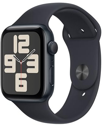 Apple Watch SE de 2.ª generación, 2023 [GPS] Smartwatch con Caja de Aluminio en Color Medianoche de 44 mm y Correa Deportiva Color Medianoche - Talla S/M. Monitor de entreno y sueño, Pantalla Retina