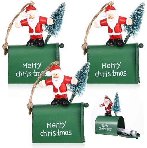 Soaoo Mini-Briefkasten, Weihnachtsbaumschmuck, lustige Geldhalter, Ornamente, Briefe an den Weihnachtsmann, Briefkasten, Vintage-Briefkasten, Frohe Weihnachtsbaum, hängende Dekorationen, Geschenk