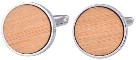 Daesar Cufflinks for Men, Manschettenknöpfe Herren Personalisiert Rund mit Holz Hemd Manschettenknopf Silber mit Manschettenknöpfe Box