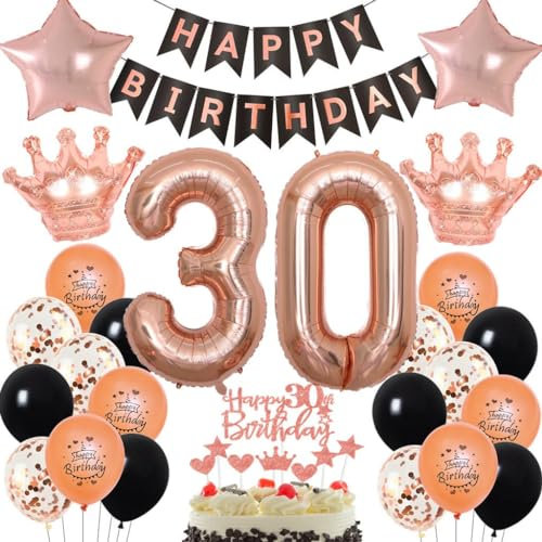 Palloncini Oro Rosa 30 anni Donna, Decorazioni Compleanno Oro Rosa, Festa 30 anni