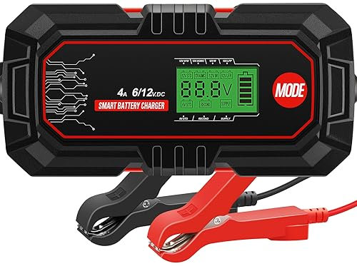 Sailvono 4A Autobatterie Ladegerät, 6V/12V KFZ Batterieladegerät Mit Temperaturkompensation, Batteriepfleger Mit Rekonditionierungsmodus Und AGM-Option für Auto Motorrad Batterien