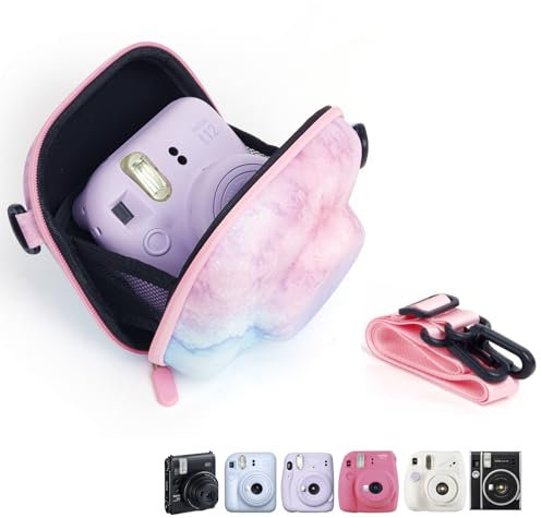 HIYQIN Harte Eva-Kamera-Aufbewahrungstasche Kompatibel mit Fujifilm Instax Mini 12/11/9/8/7+/90/99/40, Bunte Schützende Tragetasche mit Schultergurt - LFC