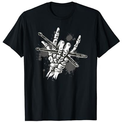 Lets Rock n Roll Gitarre Retro Skelett Drumstick T-Shirt