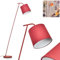 Stehleuchte Palmeiros, Stehlampe aus Metall/Stoff in Rot/Weiß, Leuchte im Retro/Vintage-Design mit rundem Schirm (Ø 25 cm) u. Fußschalter, Höhe 160 cm, 1 x E27, ohne Leuchtmittel