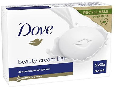 Dove Pastilla Limpiadora Para Uso Diario Original Con 1/4 De Crema Hidratante Que Deja Tu Piel Suave, 2 x 90 g