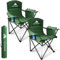 Voyager Folding Camping Chairs 2 Pack with Cooler Bag, Lightweight Q195 Steel Frame, 600D Oxford Fabric, Portable & Comfortable - Green