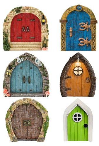 Porte De Jardin Miniature 6 Pièces, Porte Féerique, Mini Porte Décorative De Jardin, Porte Décorative Extérieure en Bois, Porte Décorative De Plantes en Pot, Mini Porte De Jardin Féerique