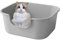 Pawsayes Top Open Cat Litter Tray with High Sided and Low Threshold Entry Cats Litter Box Leak Proof and Cat Litter Splash Prevention Litter Pan (Grey)