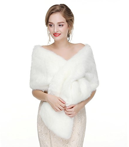 GANDBCOSECE Women's Faux Fur Shawl Wraps for Bridal Pijian-44