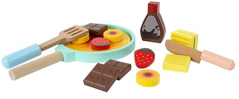 Owl & Fox Wooden Pancake Set Kids Kitchen Food Play Set - Saucepan, Utensils, Pancakes, Toppings, and More! For Imaginative Play, Encourages Social Skills, Made from FSC Wood, Suitable for Ages 3+