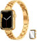 CSJCUBIC Thin Metal Strap Compatible with Apple Watch Straps 2024 10 Series, 46mm Replacement Stainless Steel iWatch Bands for Women and Men with TPU Case, Gold