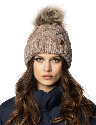 VIVISENCE Wintermütze Mit Bommel Damen Warmes Ideal Für Kalte Wintertage 7014