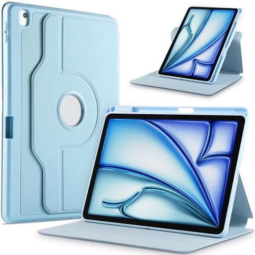 GOZOPO Custodia per iPad Air 11 Pollici (M3/M2, 2025/2024), iPad Air 5/4 10,9 (Modello 2022/2020, 5a/4a Generazione), Rotazione a 360 Gradi Supporto Custodia Auto Svegliati/Sonno - Blu