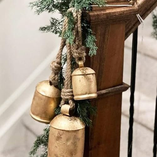 Generic Weihnachtsglöckchen zum Aufhängen XXL groß, Glocken Vintage Glöckchen, rustikal Metallglöckchen, Weihnachtsbaumdekoration, Glocke, Ornament, Wand deko (3pc)