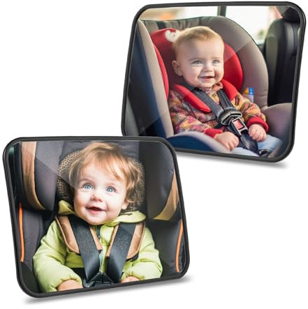 Romon Specchietto Retrovisore Bambini, 2 Pezzi Specchietto Auto Bambini Infrangibile, Specchietti Seggiolino Orientabile con Ampia Visuale, Cinghie Elastiche Regolabili Per Auto Sedile Posteriore