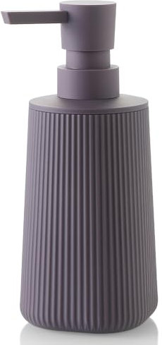 Small Soap Dispenser for Bathroom and Kitchen, Modern Farmhouse Striped Style Plastic Hand Soap Dish Soap Dispenser with Pump Matte Purple