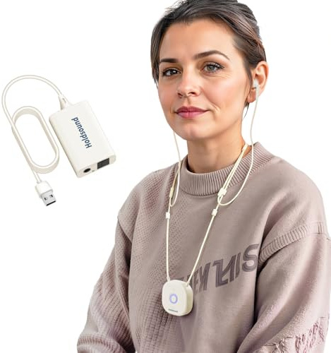 Holdsound TV Headphones Wireless for Seniors, Plug and Play, White | Neckband Wireless Headphones for TV with USB Extension Cable Transmitter, 15hrs Playtime, No Audio Delay, Enhanced Volume