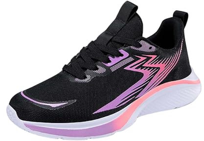 Generisch , Tinta unita, mesh, traspirante, punta rotonda, lacci, gambo basso, scarpe da donna rosse, Lilla, 43 EU 3X-Stretta