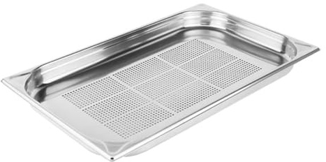 Vogue Heavy Duty Perforated St/St, GN 1/1 40mm | Speeds up drainage and steam release in commercial kitchens; robust construction withstands intense daily catering use.