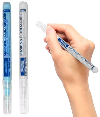 Fluide de masquage pour la peinture à l'aquarelle, 2 pcs de liquide de masquage, liquide de masquage blanc / bleu, liquide de masquage de 0,7 mm pour la peinture aquarelle, liquide de masquage liquid