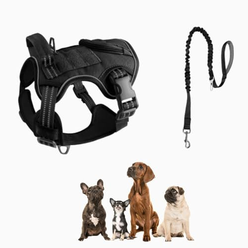 YPDOPORA Hundewestengeschirr, Bequemer Ausbruchsicherer Geschirrgurt, Reflektierendes, Verstellbares Geschirr Für Große Rassen, Hundegeschirr Zum Spazierengehen Für Reisen Und Spaziergänge,Schwarz,S
