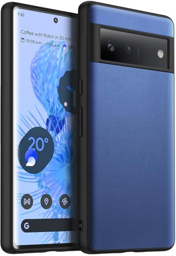 X-level for Google Pixel 6 Pro Case, Genuine Silicone Leather Case, Slim Non-Slip Scratch Resistant Shock Absorbing Cover for Google Pixel 6 Pro ，Blue
