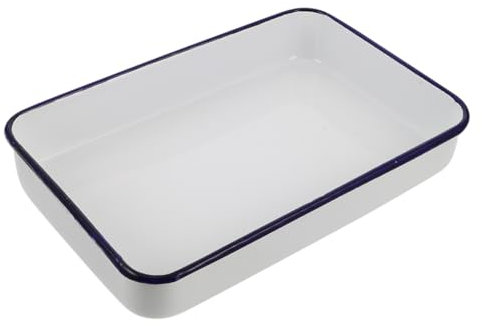 TOPPERFUN Vintage Style Enamel Baking Tray Oven Roasting Pan Oven Safe Casserole Sturdy Enamelware for Cooking Easy to Clean
