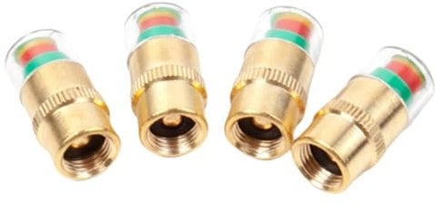 Auto-Reifendruck-Ventilschaftkappe, Reifendruck-Ventilkappen | Reifenmesskappen Druckanzeige | 4X Autoreifen-Luftkappen, Ventilschaftkappen-Sensor, Reifendruckkappe, 3-Farben-Alarm