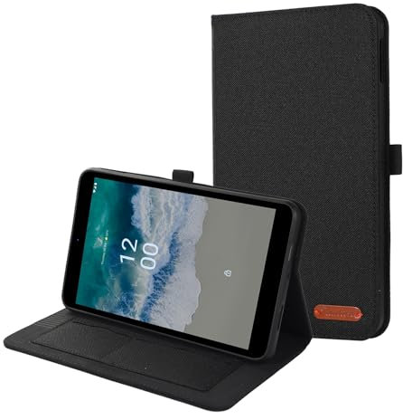 DayQiQiPu Cover for Nokia T10 8.0 Inch Model: TA-1503/1472/1462/1457 Flip Case with Stand Card Slot Functional & Auto Wake/Sleep, Multi-Angle Adjustment, Shockproof Protection - Denim Black