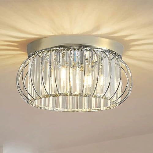 Lámpara de Techo Moderna de Cristal de 15,7, 4 Luces empotradas, Tres Colores, Regulable, Estilo Americano, para Entrada, balcón, Dormitorio, Estudio, Comedor, araña de Cristal.