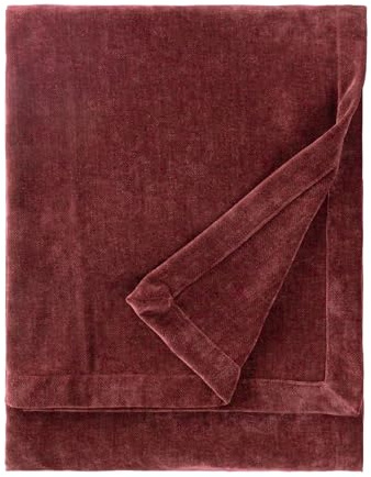 Yard Heavy Chenille Throw (Beetroot, 130 x 180 cm) | Soft chenille throw with a luxurious velvet feel for sofas and beds