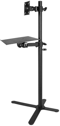GZHENOZ Supporto TV Girevole per TV da 12-27 Pollici Supporto da Pavimento in Acciaio Inossidabile con staffe Supporto per Monitor Nero Moderno con Piano Girevole (Stile n. 1)