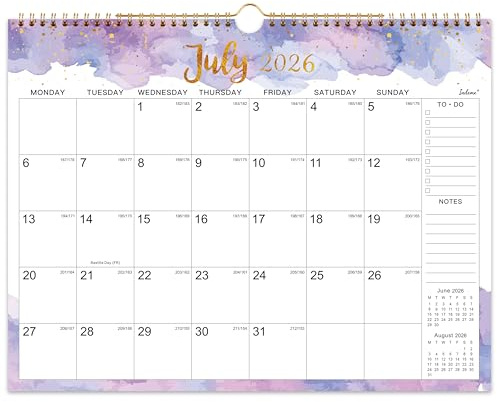 Kalender 2026–2027 – Kalender 2026–2027 UK, umfasst Juli 2026 bis Dez. 2027, Wandkalender 2026–2027 Monatsansicht, 38,1 x 29,2 cm, Tinte und Lavierung