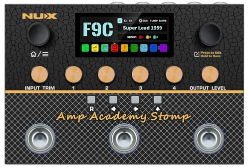 NU-X | Amp Academy Stomp Pedal | Multi-Effects Guitar Pedal with Amp Modelling, Bluetooth, Looper, USB Audio Interface & Customisable Signal Chain for Electric Guitar Practice, Recording & Live Use