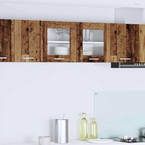 Zeehear Hängeschrank Altes Holz und Weiß, 80x31x40 cm, Holzwerkstoff, moderner Küchenschrank mit 2 Türen, langlebig, viel Stauraum für Küche, Esszimmer