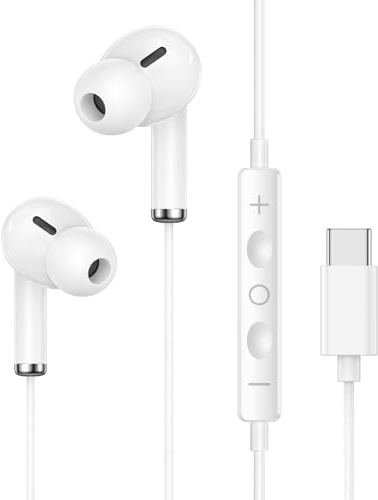 USB C Kopfhörer mit Kabel für iPhone 17 16 15 Pro Max,USB C Kopfhörer mit Mikrofon In-Ear kabelkopfhörer USB Typ C für iPhone 17/16/15, Samsung Galaxy S23, S22, S21 FE, iPad Pro, Huawei, Google Pixel