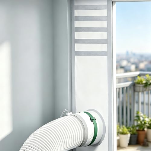 HUAREW Guarnizione per Finestra per Condizionatore Portatile,25x102-162cm | Guarnizione Finestra Condizionatoreper finestre scorrevoli, Facile da Montare, Lunghezza regolabile