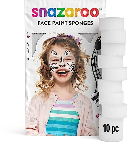 Snazaroo Face Paint High Density Foam Make-Up Sponges, 10 Pack, White, One Size