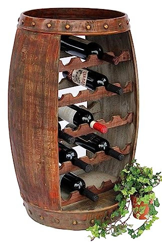 DanDiBo Weinregal Holz Stehend Weinfass 0370-R Fass 80 cm Flaschenregal Flaschenständer Flaschenhalter Braun Bar Weinbar